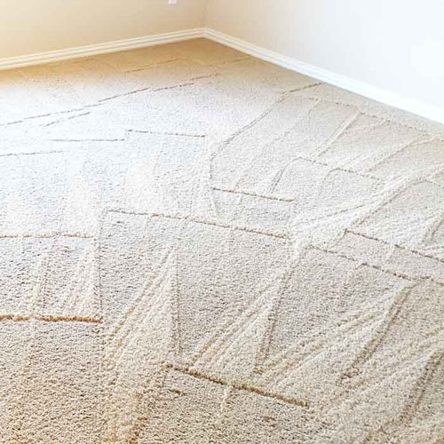 clean cream colored carpet with fresh track marks from carpet cleaning