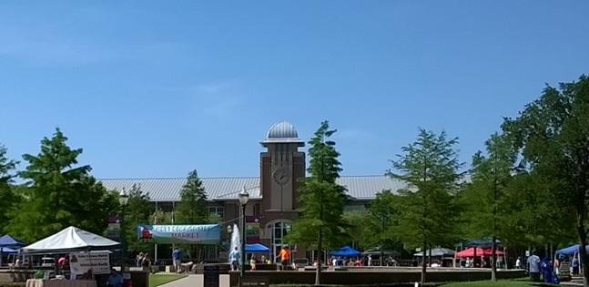 downtown Keller with clock tower